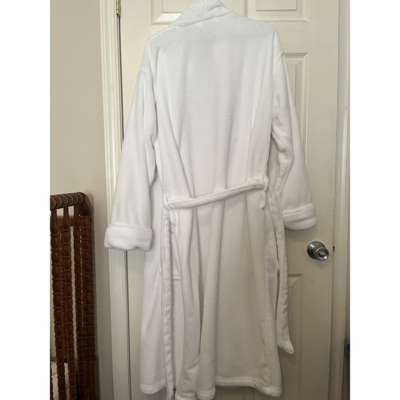 Polo Ralph Lauren Plush Polyester Robe One Size White with Blue Pony Logo - Picture 6 of 6